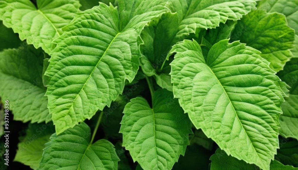 Vibrant green leaves in closeup perfect for naturethemed projects Vibrant green leaves in closeup perfect for naturethemed projects