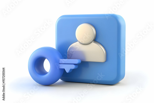 3D Icon as Fake profile and security key concept as A fake profile icon paired with a security key symbolizing the defense against identity theft and unauthorized access perfect for isolated vector de