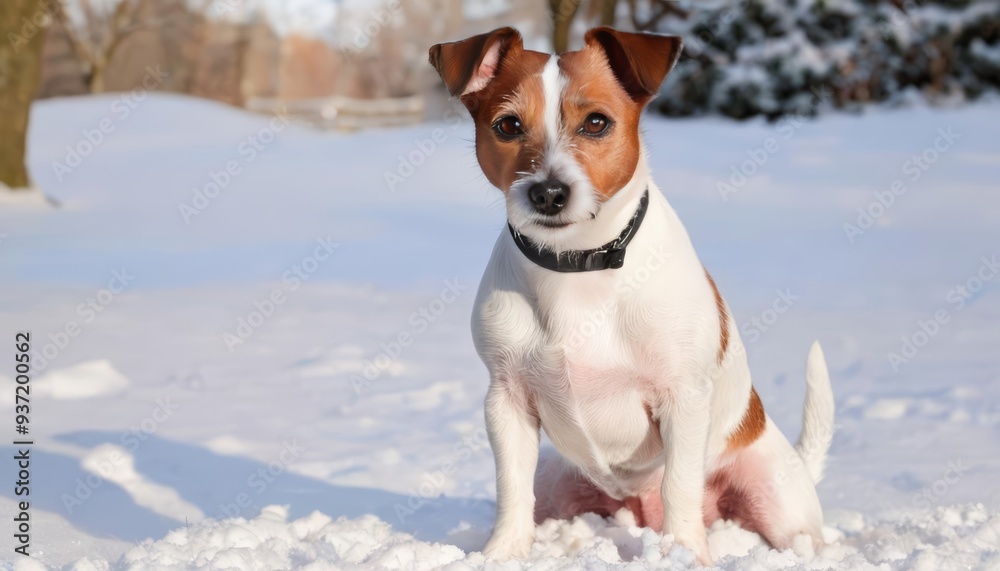 Joyful Jack Russell Terrier in the snow Joyful Jack Russell Terrier in the snow