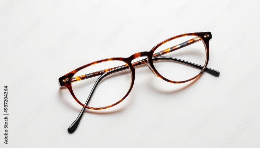 Stylish tortoiseshell glasses on a white background Stylish tortoiseshell glasses on a white background