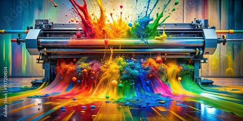 Printing Press Explosion of Colors, printing , color , ink , machine