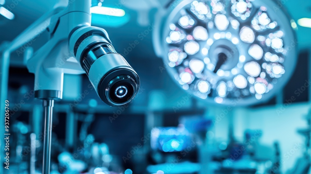 Close-up of a Surgical Camera Lens in an Operating Room Close-up of a Surgical Camera Lens in an Operating Room