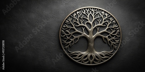 Wallpaper Mural Silver Tree of Life Symbol on Black Background, tree of life, symbol, spiritual, nature Torontodigital.ca