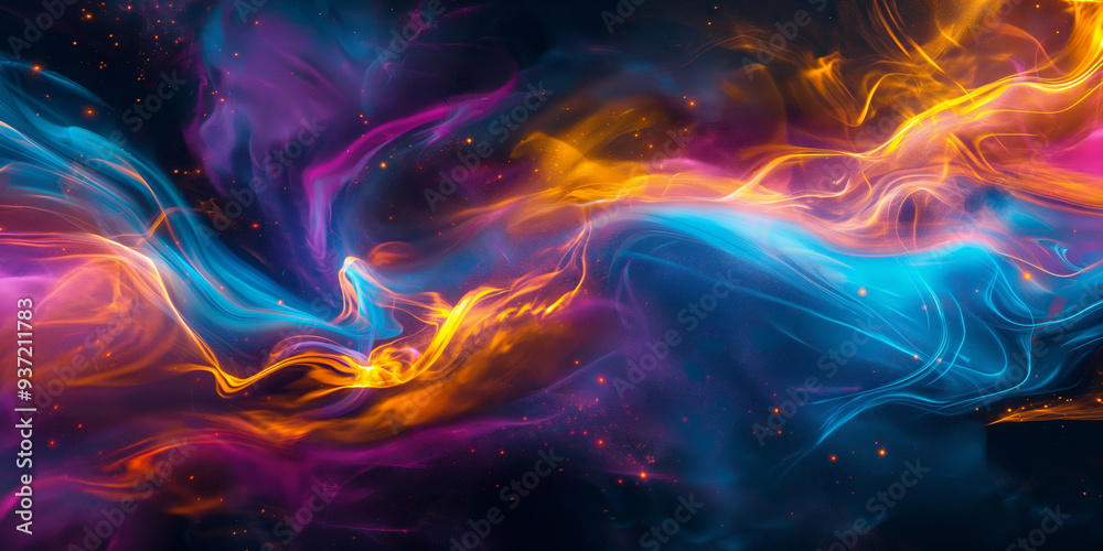 Fototapeta premium Vibrant Abstract Swirling Colorful Smoke and Light Flow Background