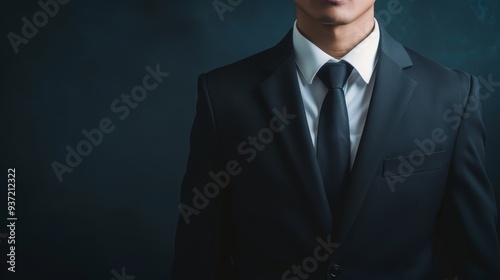 Closeup of a Man in a Black Suit and Tie