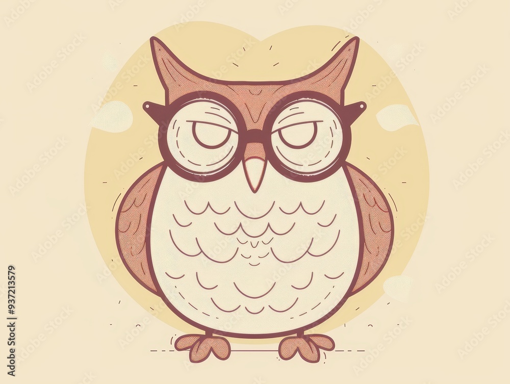 Cute Cartoon Owl Wearing Glasses Illustration Cute Cartoon Owl Wearing Glasses Illustration