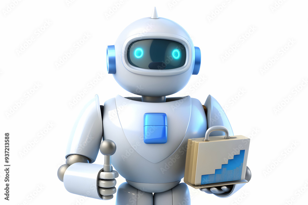 3D Icon as Robot advisor and stock portfolio concept as A robot advisor icon paired with a stock portfolio representing the use of AI in managing investment portfolios perfect for isolated vector desi 3D Icon as Robot advisor and stock portfolio concept as A robot advisor icon paired with a stock portfolio representing the use of AI in managing investment portfolios perfect for isolated vector desi