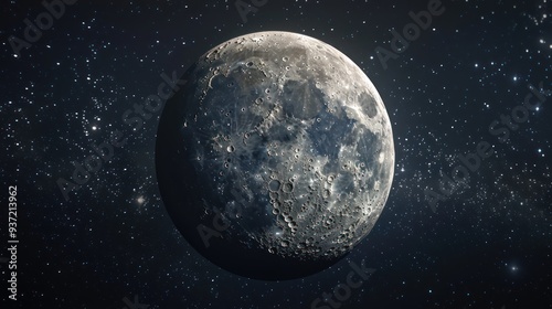 A Close-Up View of the Moon Against a Starry Night Sky