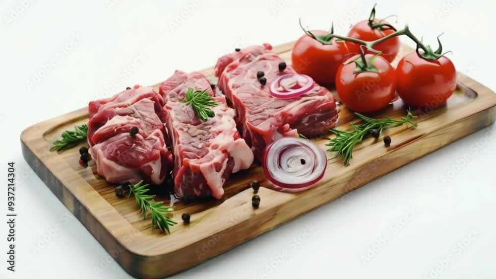 Rotate meat table water white background HD 4K Video Clip Rotate meat table water white background HD 4K Video Clip