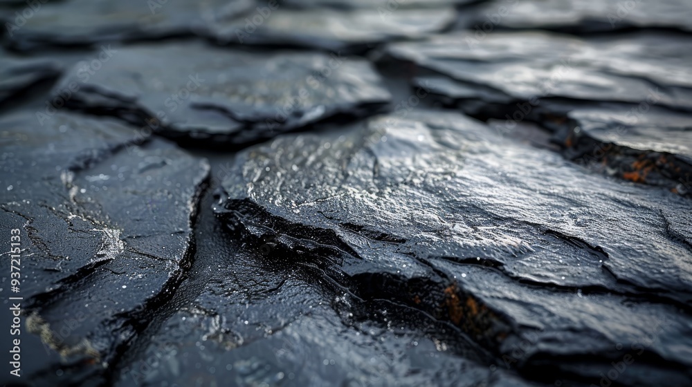 Closeup Texture of Dark Wet Stone Surface Closeup Texture of Dark Wet Stone Surface