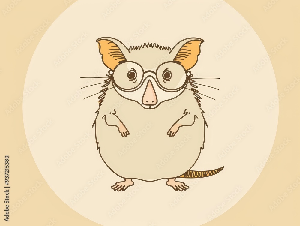 Cute Cartoon Mouse Wearing Glasses Illustration Cute Cartoon Mouse Wearing Glasses Illustration