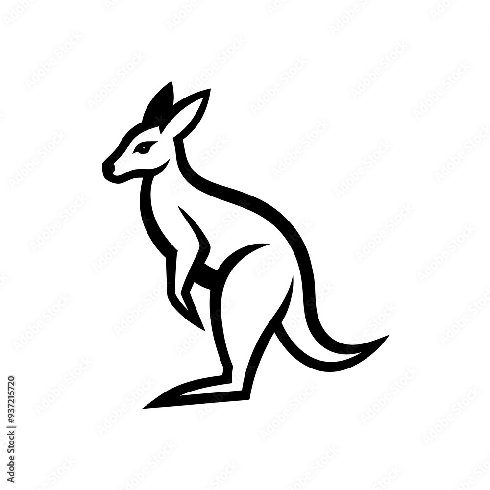 Kangaroo line art mascot logo design. Animal Kangaroo logo silhouette vector illustration on a white background. Kangaroo line art mascot logo design. Animal Kangaroo logo silhouette vector illustration on a white background.