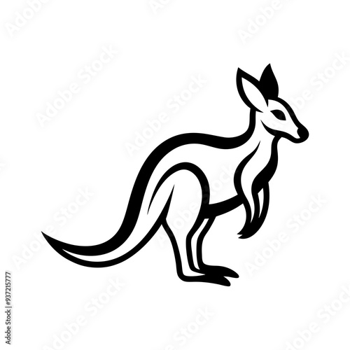 Kangaroo line art mascot logo design. Animal Kangaroo logo silhouette vector illustration on a white background.