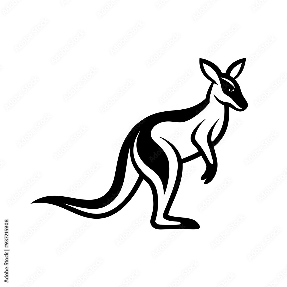 Kangaroo line art mascot logo design. Animal Kangaroo logo silhouette vector illustration on a white background. Kangaroo line art mascot logo design. Animal Kangaroo logo silhouette vector illustration on a white background.