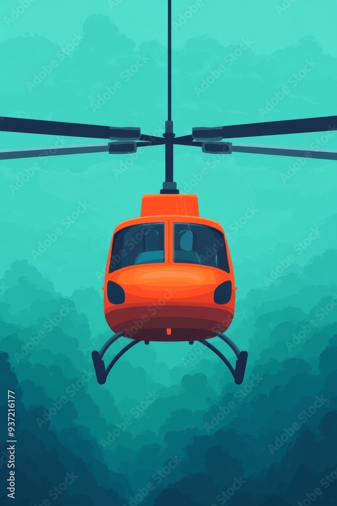 A vibrant orange helicopter flying over a serene mountain landscape, showcasing adventure and exploration in nature's beauty. A vibrant orange helicopter flying over a serene mountain landscape, showcasing adventure and exploration in nature's beauty.