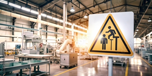 3D Icon as Safety sign and production floor concept as A safety sign paired with a production floor representing the importance of clear safety signage in manufacturing environments ideal for isolated