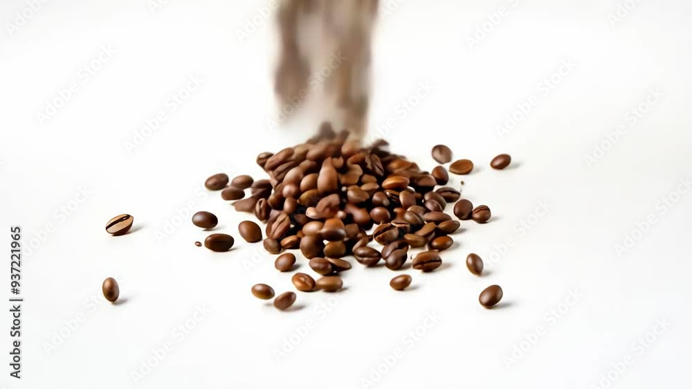 coffee beans falling on white background coffee beans falling on white background