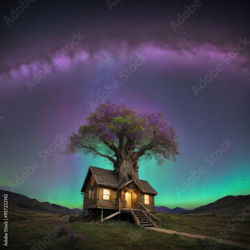 aurora over the house, generative ai 