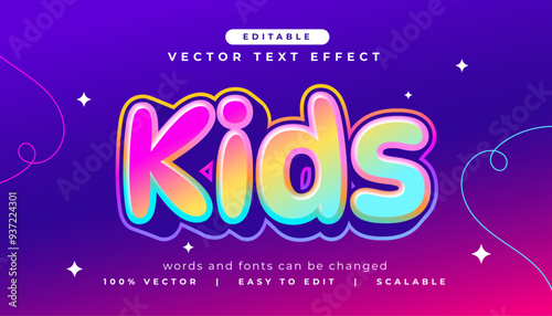 editable colorful kids text effect style photo