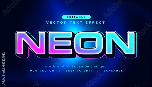 3d style neon text effect mockup