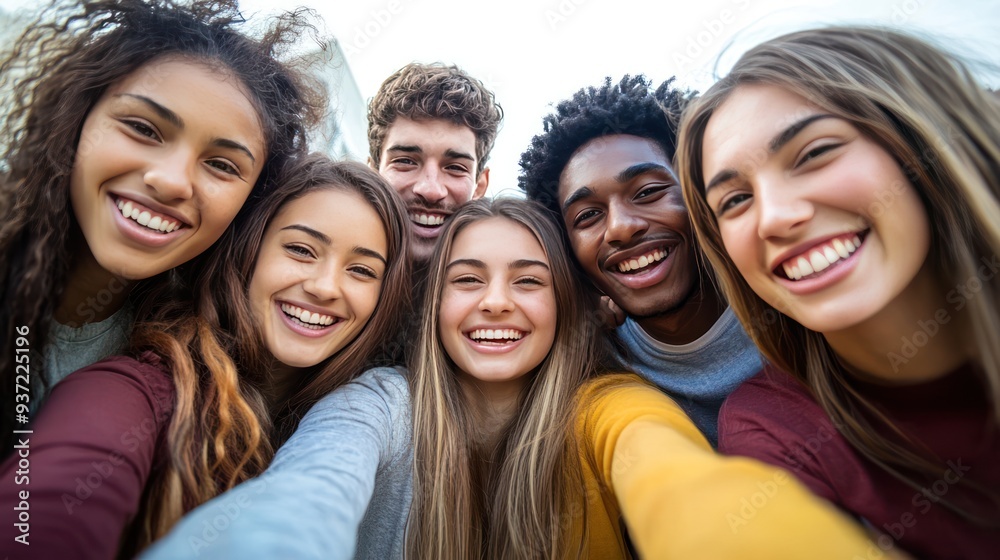 Close-up Portrait of Six Diverse Smiling Friends Taking a Selfie Close-up Portrait of Six Diverse Smiling Friends Taking a Selfie