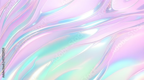 Holographic background seamless trendy iridescent light foil texture. Soft holographic pastel unicorn marble background pattern. Modern pearlescent blurry abstract swirl illustration. 