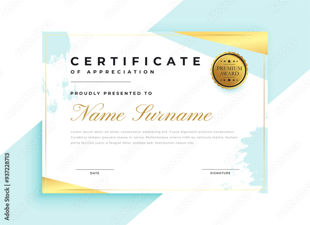Fototapeta premium elegant certificate of achievement template for corporate office