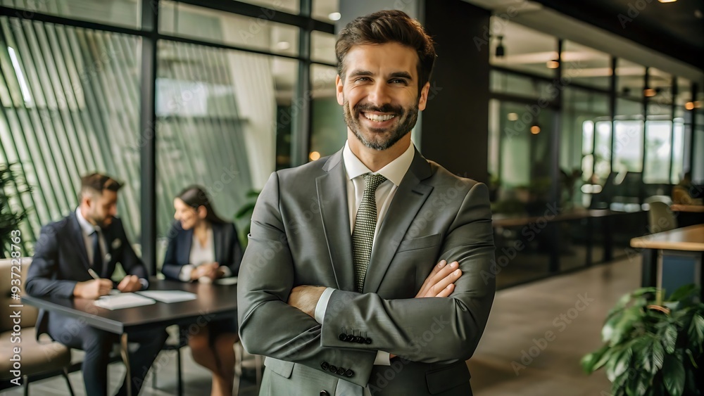 Confident Businessman in Modern Office. Confident Businessman in Modern Office.