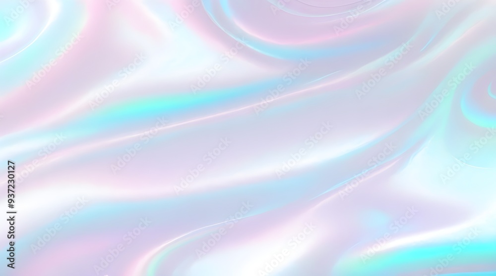 Holographic background seamless trendy iridescent light foil texture. Soft holographic pastel unicorn marble background pattern. Modern pearlescent blurry abstract swirl illustration.	
