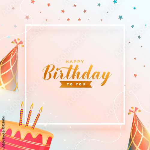happy birthday celebration card with bday cake and hat design