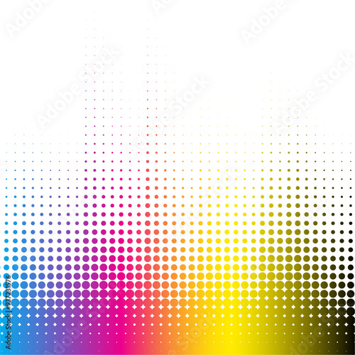 abstract dotted cmyk color background in halftone style