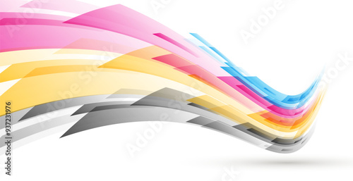 wavy style abstract cmyk color background for presentation