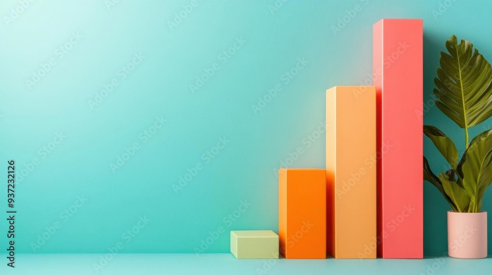 Colorful chart representing growth and progress against a vibrant background, perfect for business or motivational themes. Colorful chart representing growth and progress against a vibrant background, perfect for business or motivational themes.