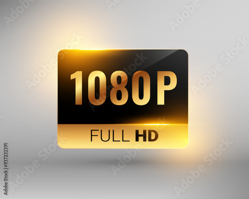 1080p full hd screen resolution dimension tag icon in premium style