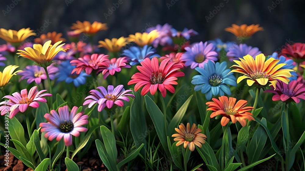 A vibrant field of colorful flowers in full bloom, showcasing nature's beauty and diversity. A vibrant field of colorful flowers in full bloom, showcasing nature's beauty and diversity.