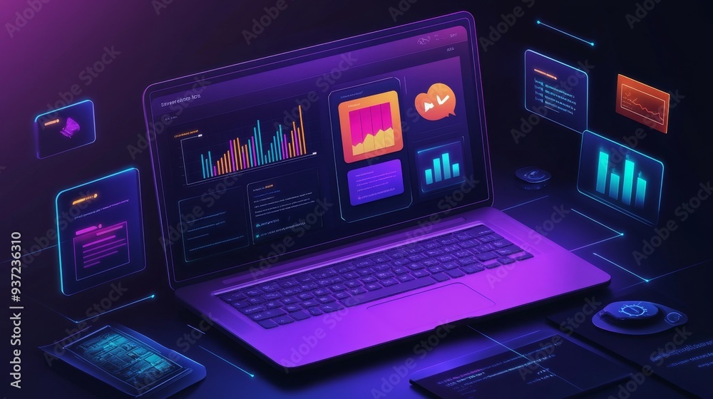 Neon Laptop Analytics. Neon Laptop Analytics.