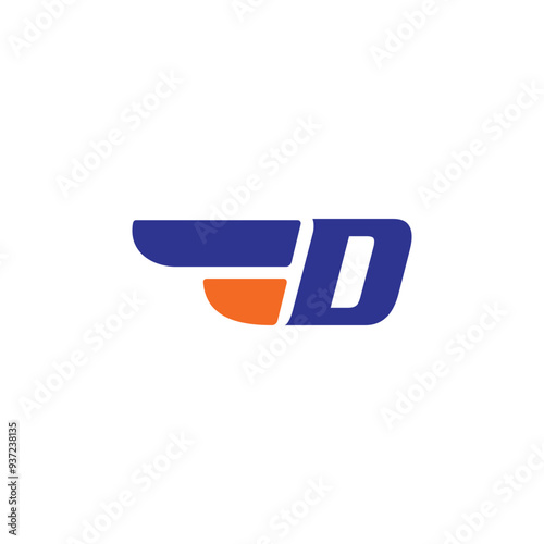 letter D wing logo design concept template