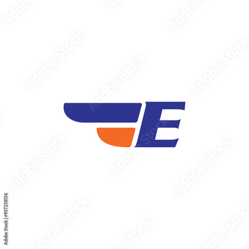 letter E wing logo design concept template