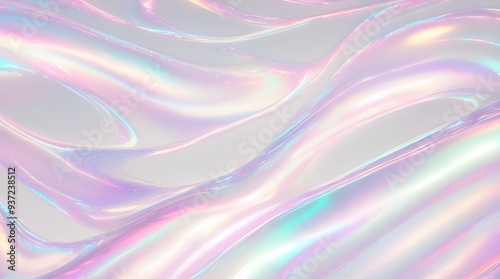 Holographic background seamless trendy iridescent light foil texture. Soft holographic pastel unicorn marble background pattern. Modern pearlescent blurry abstract swirl illustration. 