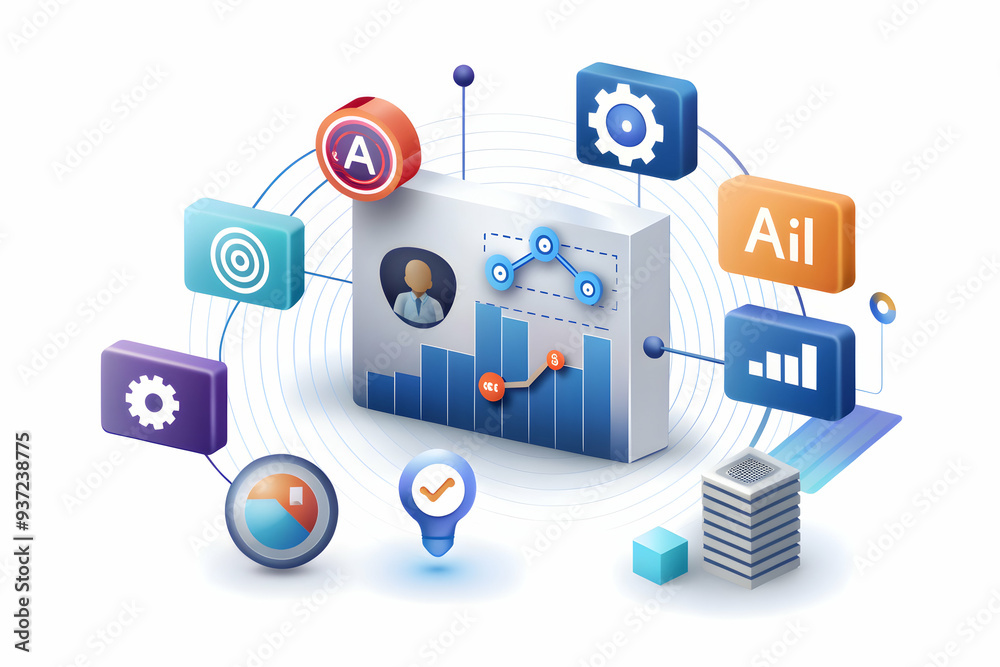 Photo Realistic as AI optimization and marketing metrics concept as An AI optimization icon paired with a marketing metrics icon symbolizing the role of AI in optimizing marketing performance perfect Photo Realistic as AI optimization and marketing metrics concept as An AI optimization icon paired with a marketing metrics icon symbolizing the role of AI in optimizing marketing performance perfect