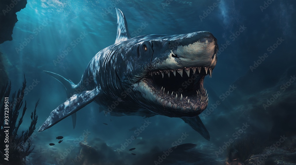 Fototapeta premium megalodon underwater