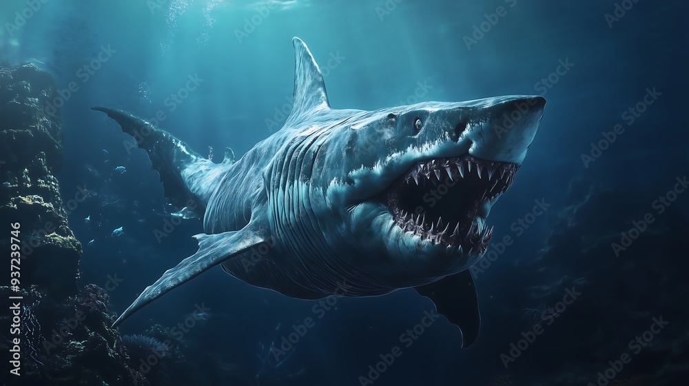 Fototapeta premium megalodon underwater