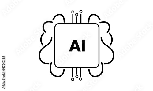 brain ai vector icon design artificial intelligence