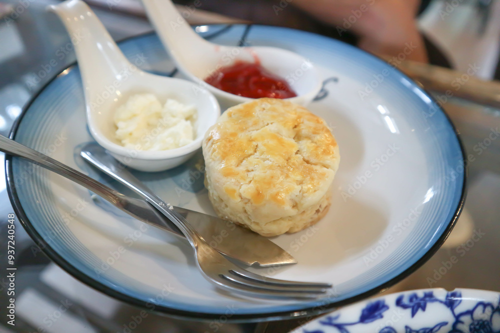 scone or scone with whipped cream and strawberry jam scone or scone with whipped cream and strawberry jam