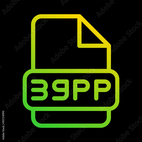 3gpp file type icon. document, extension, with outline gradient design. Can be used for multimedia files. photo