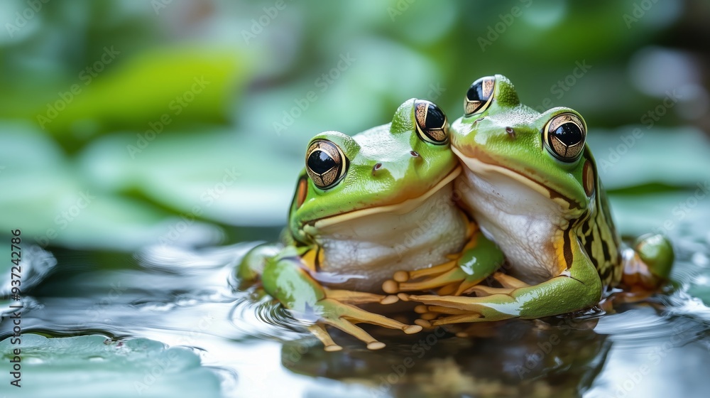 A Beautiful Moment of Connection Between Two Frogs in Nature A Beautiful Moment of Connection Between Two Frogs in Nature
