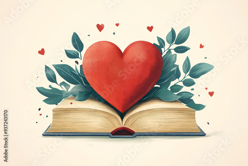 AI generative book in flat style.