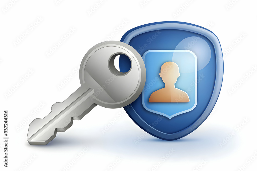 Photo Realistic as Fake profile and security key concept as A fake profile icon paired with a security key symbolizing the defense against identity theft and unauthorized access perfect for isolated v Photo Realistic as Fake profile and security key concept as A fake profile icon paired with a security key symbolizing the defense against identity theft and unauthorized access perfect for isolated v