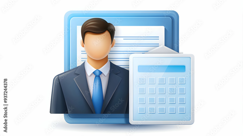 Photo Realistic as Financial advisor icon and tax filing concept as A financial advisor icon paired with a tax filing document representing professional assistance in tax preparation perfect for isola Photo Realistic as Financial advisor icon and tax filing concept as A financial advisor icon paired with a tax filing document representing professional assistance in tax preparation perfect for isola
