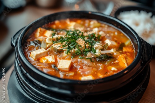 Wallpaper Mural Sundubu Jjigae, A spicy stew made with uncurdled tofu, vegetables, sometimes seafood, and gochujang or gochugaru (Korean chili powder). Torontodigital.ca